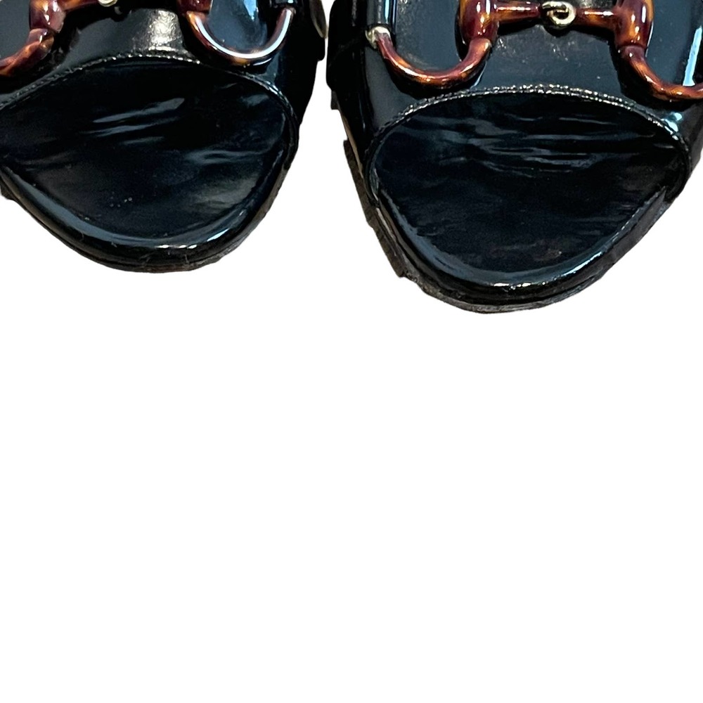 Vintage Gucci Vitello Vernice Soft Nero Black Open Toe Heels Women's Size 9.5 B - Picture 6 of 12